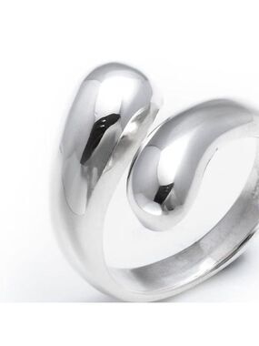 Silver Plated Adjustable Minimalist Drop Band Jewelry Rings